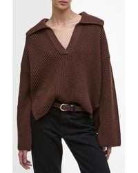 Barbour - Robyn Cotton & Wool Blend Johnny Collar Sweater - Lyst