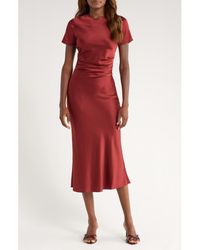 STAUD - Marcel Stretch Silk Midi Dress - Lyst