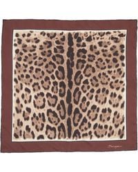 Dolce & Gabbana - Leopard Print Square Silk Scarf - Lyst