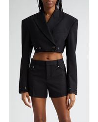 Dion Lee - Oversize Double Breasted Stretch Wool Crop Blazer - Lyst