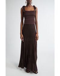 Zimmermann - Lucky Tie Shoulder Metallic Rib Maxi Dress - Lyst