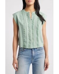 Wit & Wisdom - Embellished Cap Sleeve Button-Up Shirt - Lyst