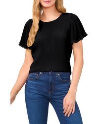 Cece - Flutter Sleeve Plissé Top - Lyst