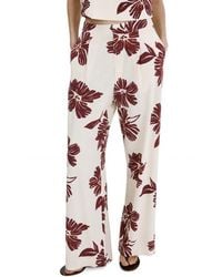 Mango - Pleated Print Straight Leg Pants - Lyst