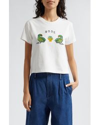 Bode - Twin Parakeet Embroidered T-shirt - Lyst