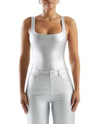 Naked Wardrobe - The Crocodile Collection Croc Embossed Faux Leather Tank Bodysuit - Lyst