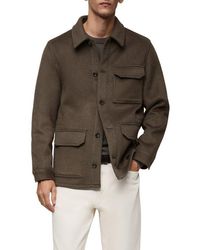 Mango - Wool Blend Flannel Overshirt - Lyst