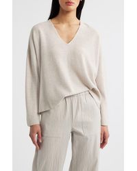 Eileen Fisher - Organic Linen & Organic Cotton V-Neck Sweater - Lyst