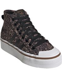 adidas Nizza Mid Platform High Top Sneaker in Pink | Lyst