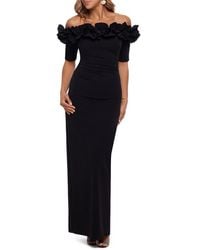 Xscape Evenings - Ruffle Off The Shoulder Crepe Column Gown - Lyst