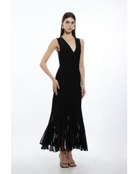 Karen Millen - Sheer Skirt Maxi Knit Dress - Lyst