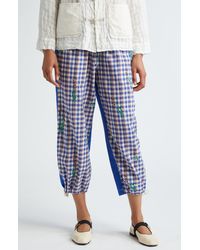 Tao Comme Des Garçons - Check Floral Embroidered Cotton Twill Pants - Lyst