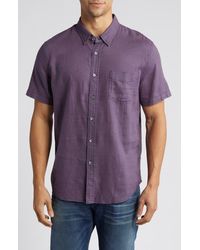 Rails - Carson Geometric Print Short Sleeve Linen Blend Button-Up Shirt - Lyst