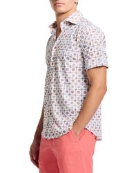 Robert Graham - Kai Classic Fit Medallion Print Short Sleeve Knit Button-Up Shirt - Lyst
