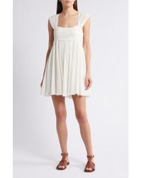 Free People - Heartland Embroidered Bodice Cotton Minidress - Lyst