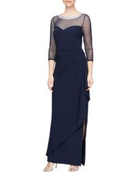 Alex Evenings - Embellished Illusion Neck Matte Jersey Gown - Lyst