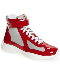 Prada - America's Cup High-top Patent Leather Sneakers - Lyst