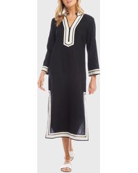 Karen Kane - The St. Tropez Long Sleeve Linen Blend Midi Dress - Lyst