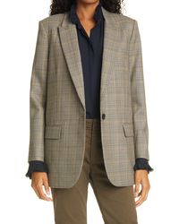 Nili Lotan Diane Plaid Virgin Wool Blazer - Grey