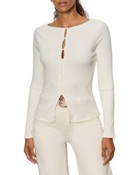 Sanctuary - Stripe Button Front Long Sleeve Rib Top - Lyst
