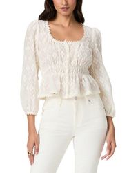 PAIGE - Jay Floral Burnout Button-Up Peplum Top - Lyst