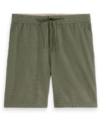 Scotch & Soda - Flat Front Slub Cotton & Linen Twill Drawstring Bermuda Shorts - Lyst