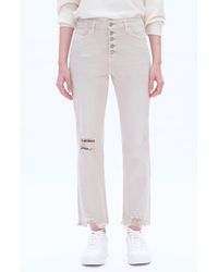 Bayeas - High Waist Ripped Chew Hem Straight Leg Jeans - Lyst