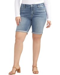Silver Jeans Co. - Elyse Mid Rise Denim Bermuda Shorts - Lyst