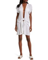 Elan - Tie Front Cover-up Wrap Dress - Lyst