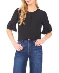 Cece - Bow Sleeve Button-Up Top - Lyst