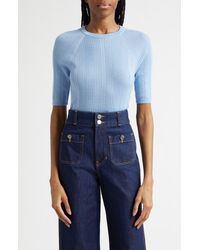 Veronica Beard - Brielle Raglan Rib Knit Top - Lyst