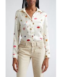 L'Agence - Tyler Long Sleeve Silk Button-up Shirt - Lyst