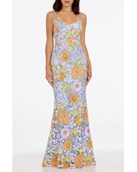 open lace back dress Fresh Bloom Strapless Floral Applique Midi Dress in Nude