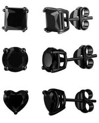 Donatello Gian - Set Of 3 Sterling Rhodium Plated Stud Earrings - Lyst