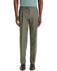 Thom Sweeney - Tailored Fit Double Pleat Linen Pants - Lyst