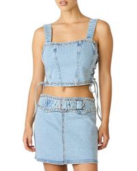 Steve Madden - Babe Denim Corset Top - Lyst