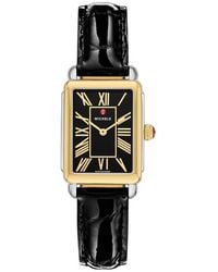 Michele - Deco Park Two-Tone Leather Strap Watch, 23Mm X 29Mm - Lyst