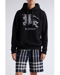 Burberry - Embroidered Ekd Cotton Hoodie - Lyst