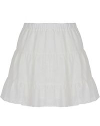 Nocturne - Tiered Mini Linen Skirt - Lyst