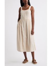 Caslon - Checkered Button Front Midi Dress - Lyst