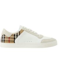 Burberry - Stevie Leather & Canvas Check Sneaker - Lyst