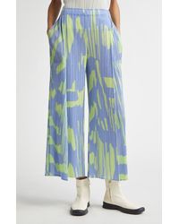 Pleats Please Issey Miyake - Refraction Print Pleated Crop Wide Leg Pants - Lyst