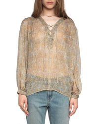 Zadig & Voltaire - Tamela Mousseline Metallic Paisley Sheer Top - Lyst