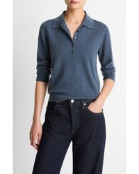 Vince - Cashmere & Silk Long Sleeve Polo Sweater - Lyst
