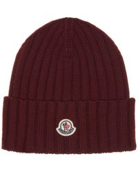 Moncler - Logo Patch Rib Wool Beanie - Lyst