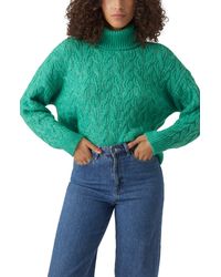 Vero Moda - Tilly Cable Stitch Recycled Polyester Blend Turtleneck Sweater - Lyst