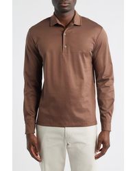 Aurélien - Mercerized Cotton Long Sleeve Polo - Lyst