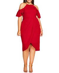 City Chic - Cold Shoulder Ruffle Layered Dress - Lyst
