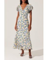 Astr - Celestine Floral Flutter Sleeve Maxi Dress - Lyst