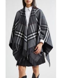 Burberry - Check Double Face Cashmere & Wool Cape - Lyst